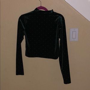 Velvet dark green co-ords with gold beads